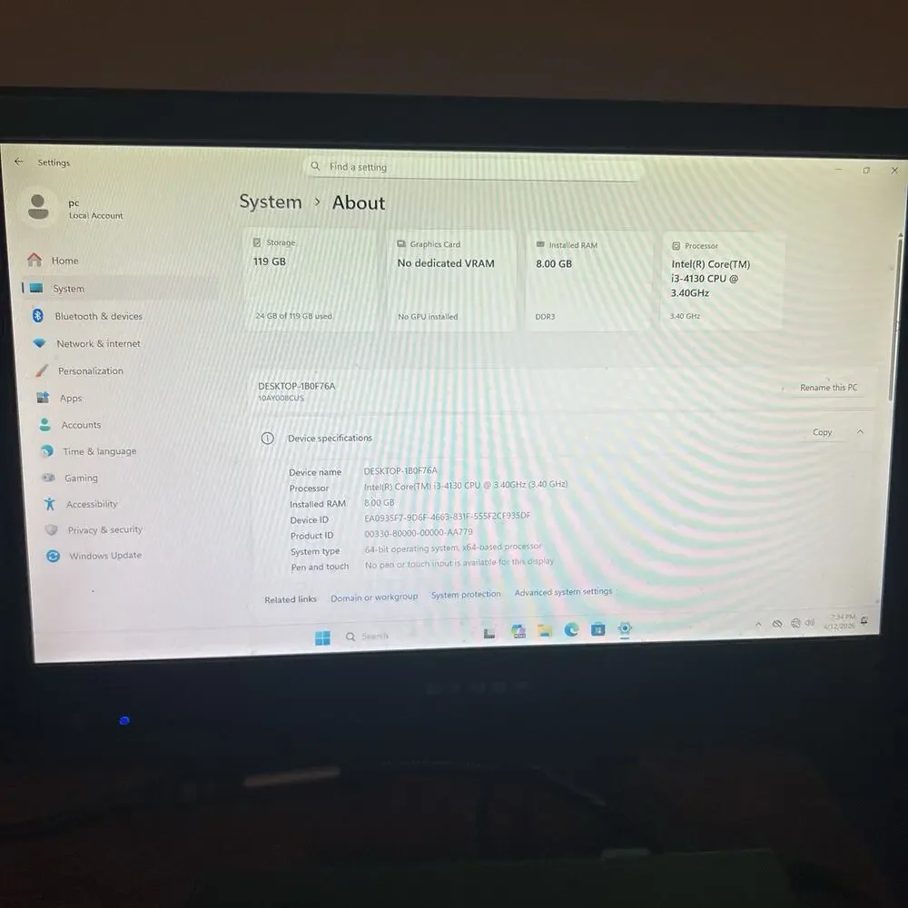 Lenovo M73 Tiny Ultra Compact PC-Core i3-4130 8GB RAM 128GB SSD - Win11 No WiFi